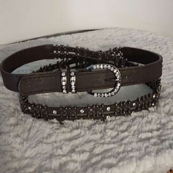 Metal Rhinestone Studded Faux Leather Belt - Picture 5 of 5